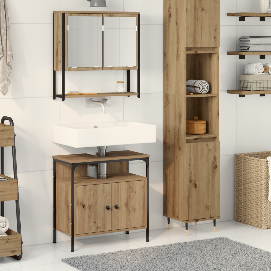vidaXL 2-delig badkamermeubelset Artisan Eiken Engineered Wood afbeelding 1