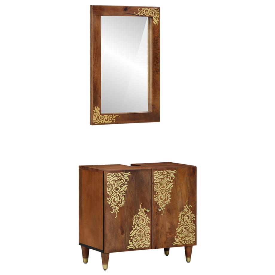 vidaXL Badkamerkastenset 2 pcs Honingbruin Massief Mango Hout afbeelding 1