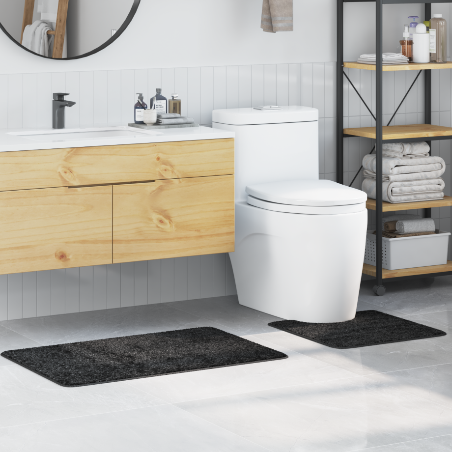 vidaXL 2-delige Badmattenset anti-slip polypropeen donkergrijs afbeelding 1