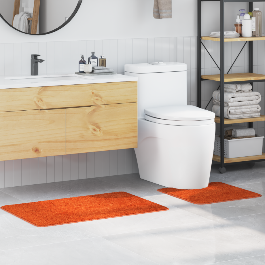 vidaXL 2-delige Badmattenset anti-slip polypropeen oranje afbeelding 1