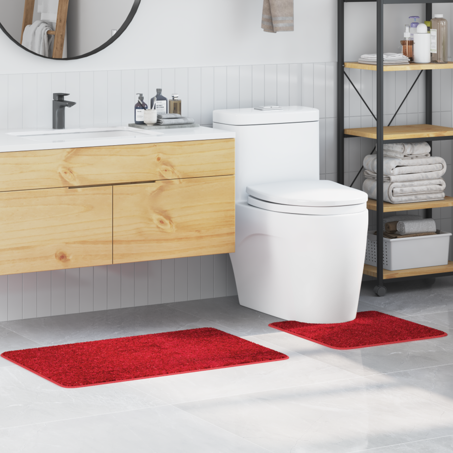 vidaXL 2 delige Badmattenset anti-slip polypropeen rood afbeelding 1