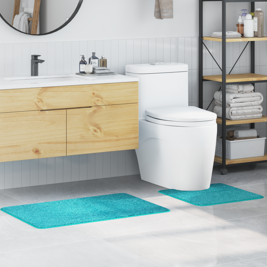 vidaXL 2-delige Badmattenset anti-slip polypropeen turquoise afbeelding 1