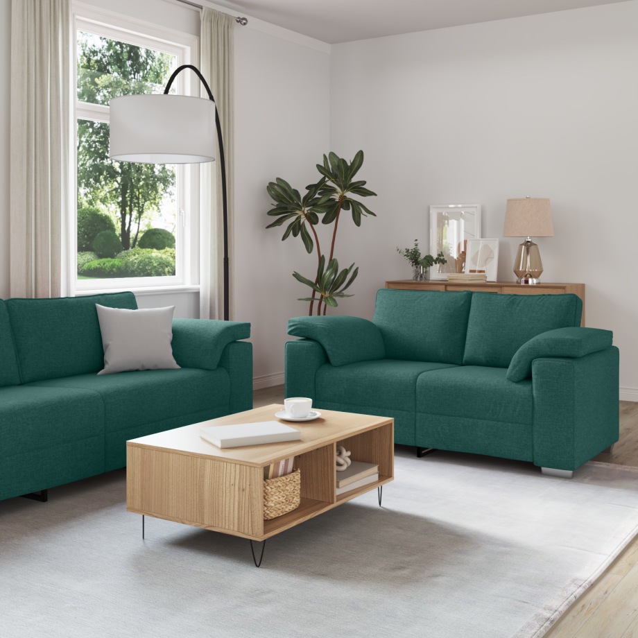 vidaXL Bank 2 pcs Donkergroen 219 x 80 x 82 cm Stof afbeelding 1