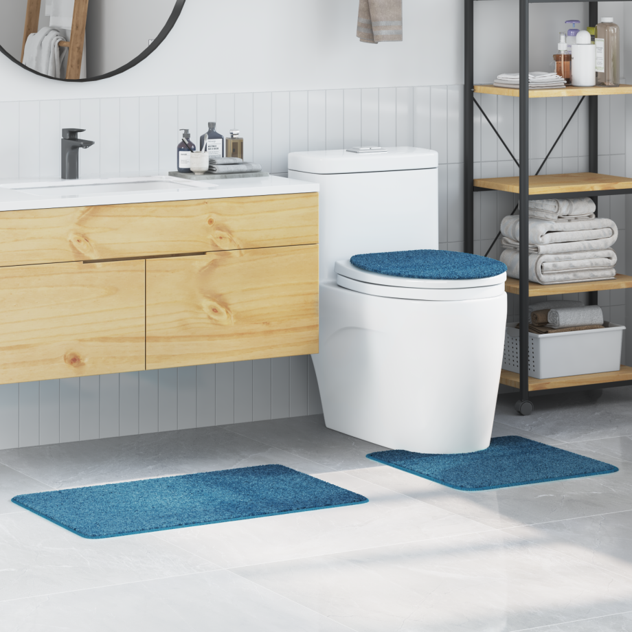 vidaXL 3-delige Badmattenset anti-slip polypropeen blauw afbeelding 1