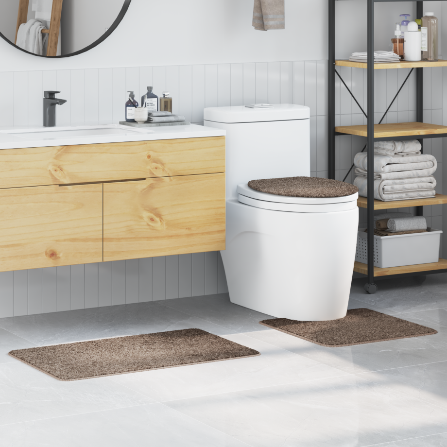 vidaXL 3-delige Badmattenset anti-slip polypropeen bruin afbeelding 1
