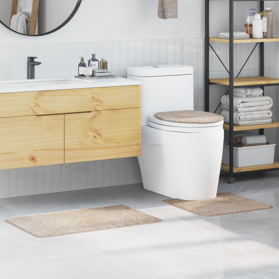 vidaXL 3-delige Badmattenset anti-slip polypropeen crèmekleurig afbeelding 1