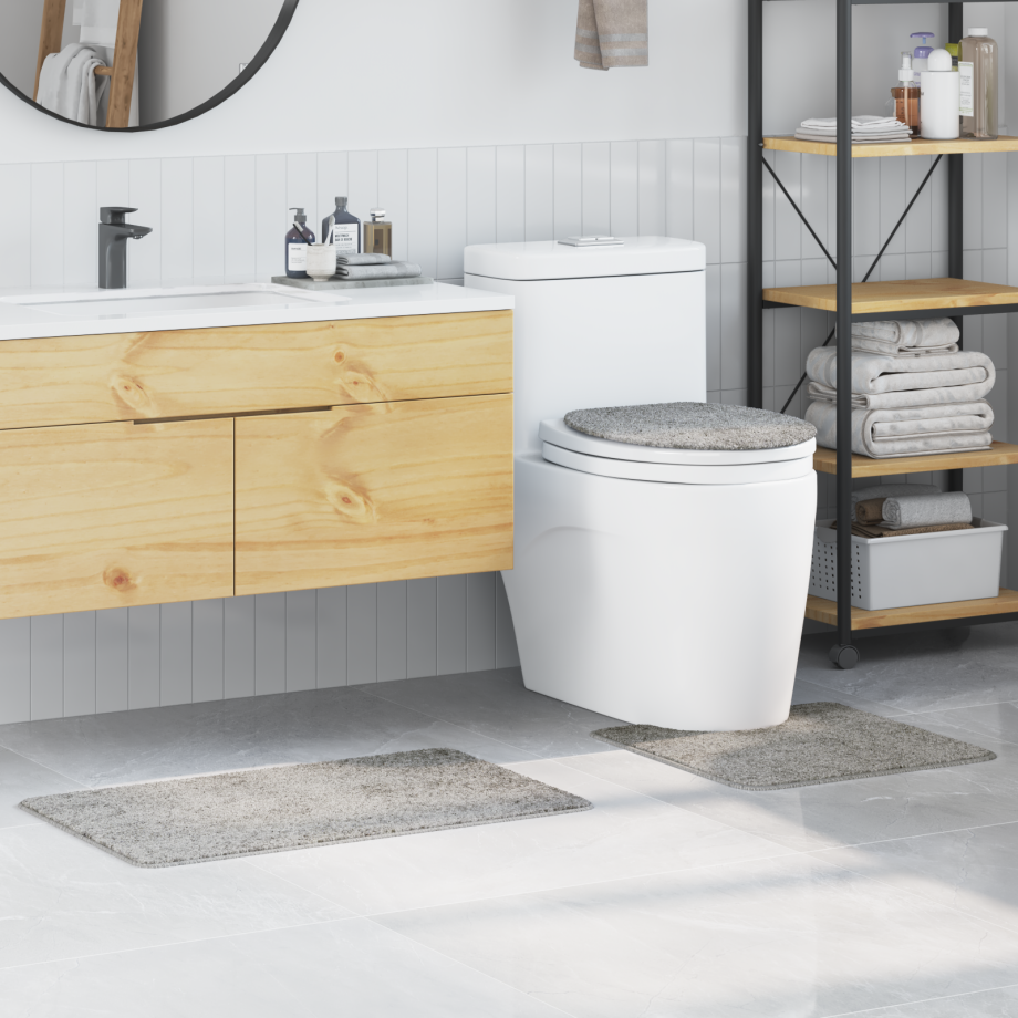 vidaXL 3-delige Badmattenset anti-slip polypropeen grijs afbeelding 1