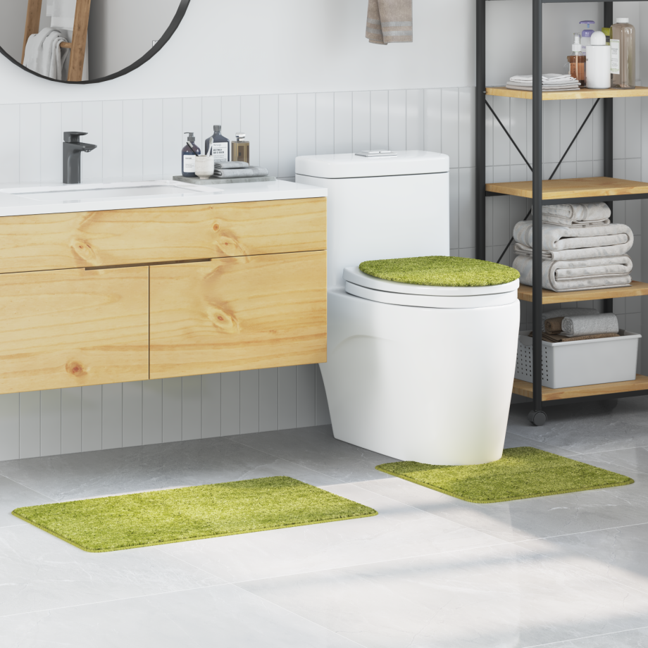 vidaXL 3-delige Badmattenset anti-slip polypropeen groen afbeelding 1
