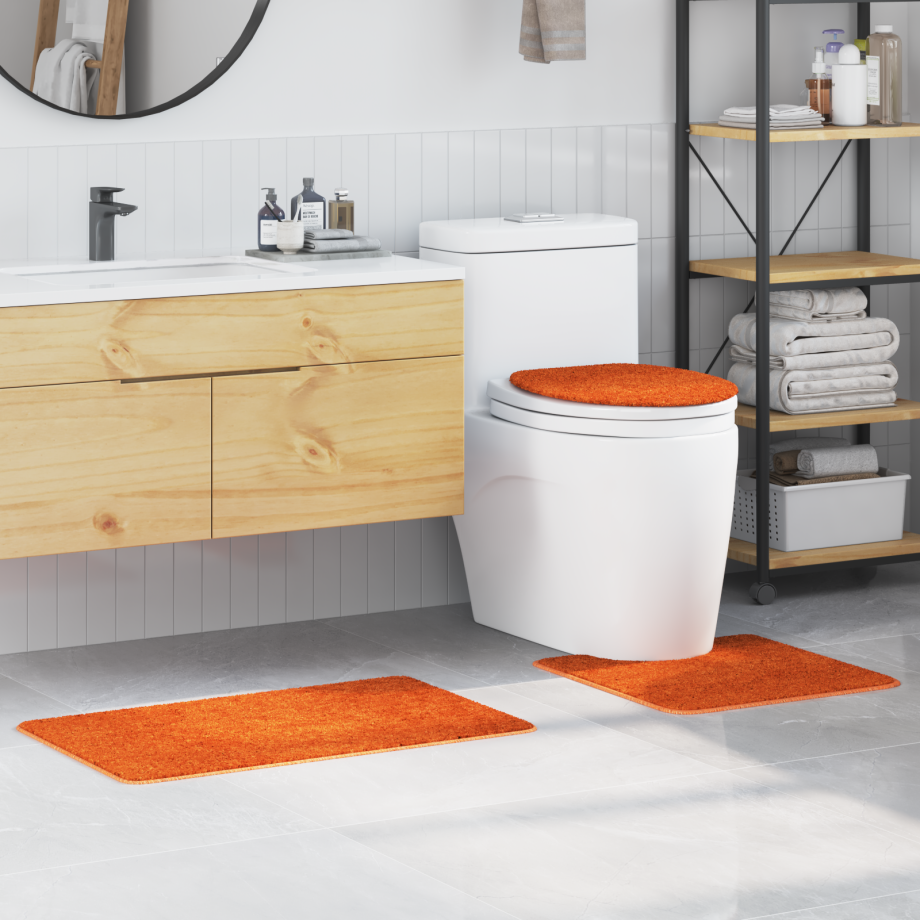 vidaXL 3-delige Badmattenset anti-slip polypropeen oranje vidaXL 3-delige Badmattenset anti-slip polypropeen oranje afbeelding 1
