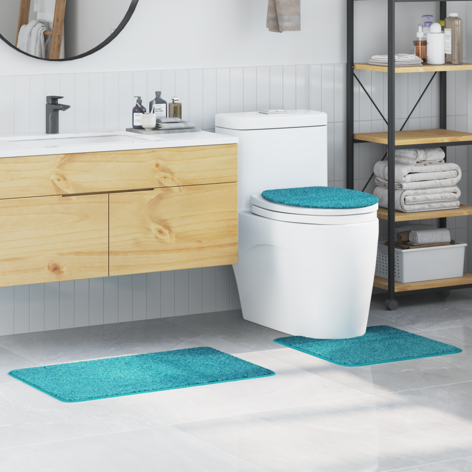 vidaXL 3-delige Badmattenset anti-slip polypropeen turquoise afbeelding 1