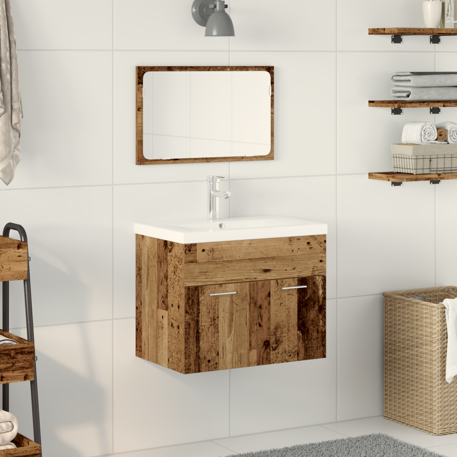 vidaXL 3-delige badmeubelset oud hout gefabriceerd hout afbeelding 1