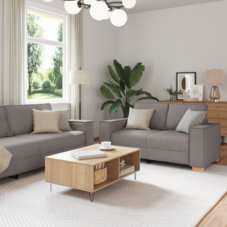 vidaXL Bank 3 pcs Taupe 220 x 80 x 84 cm Linnen-mix stof vidaXL Bank 3 pcs Taupe 220 x 80 x 84 cm Linnen-mix stof afbeelding 1