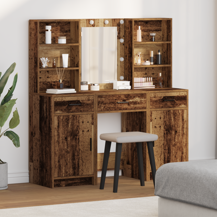 vidaXL 3-delige Kaptafelset bewerkt hout oud houtkleurig afbeelding 1
