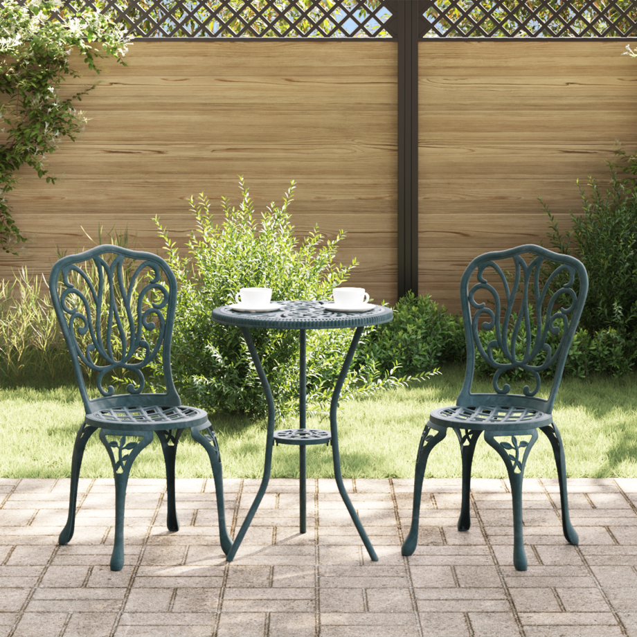 vidaXL 3-delige Tuinbistroset gietaluminium groen afbeelding 1