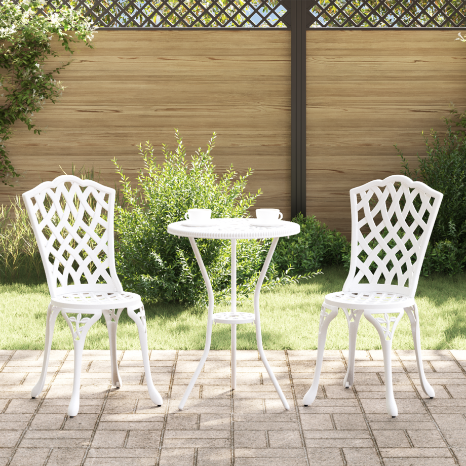 vidaXL 3-delige Tuinbistroset gietaluminium wit afbeelding 1
