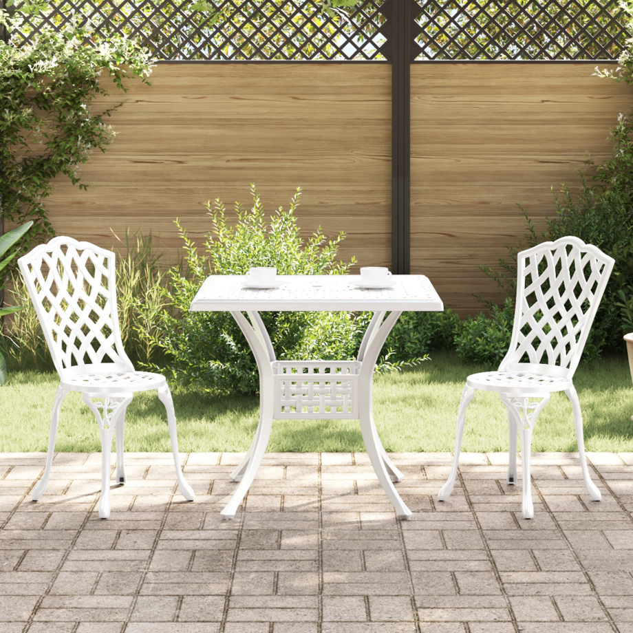 vidaXL 3-delige Tuinbistroset gietaluminium wit afbeelding 1