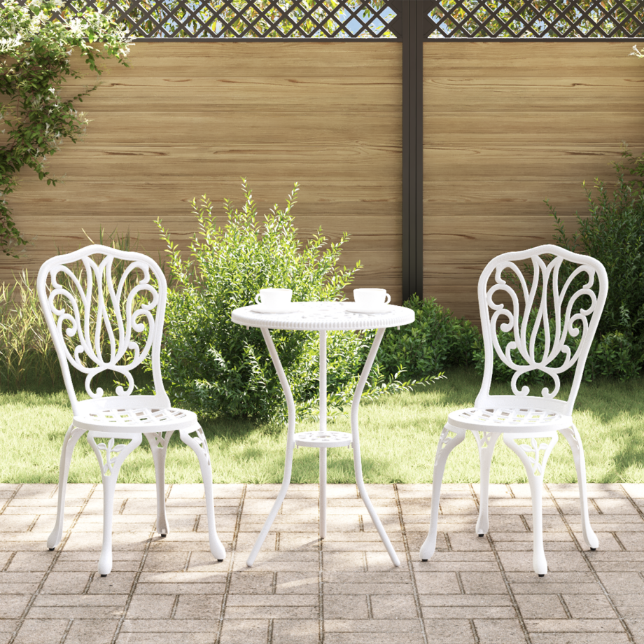 vidaXL 3-delige Tuinbistroset gietaluminium wit afbeelding 1