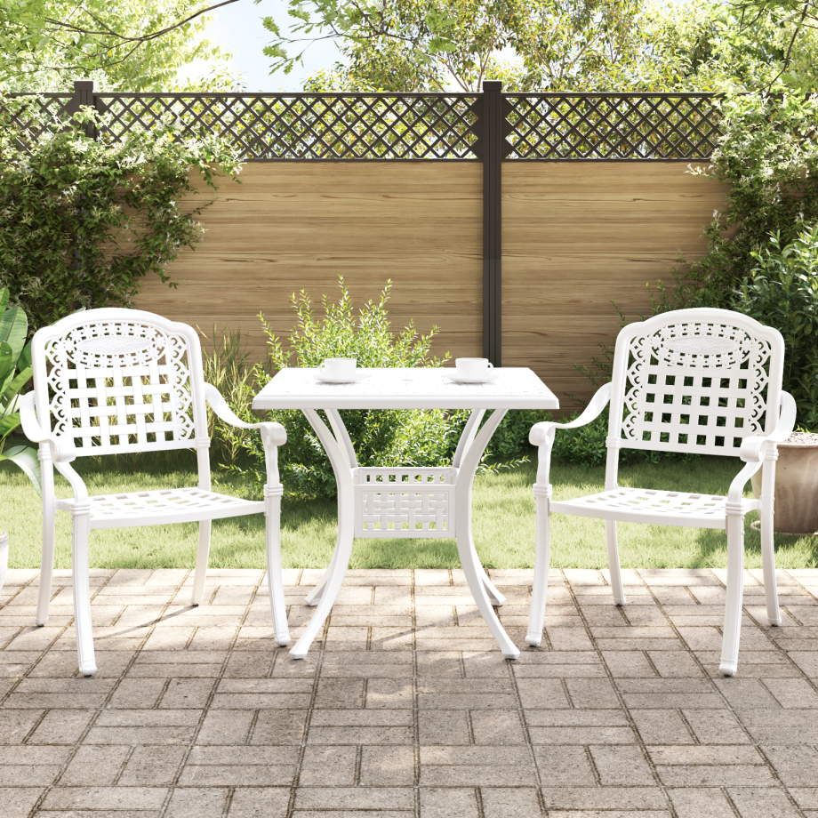 vidaXL 3-delige Tuinbistroset gietaluminium wit afbeelding 1