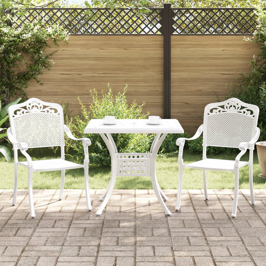 vidaXL 3-delige Tuinbistroset gietaluminium wit afbeelding 1