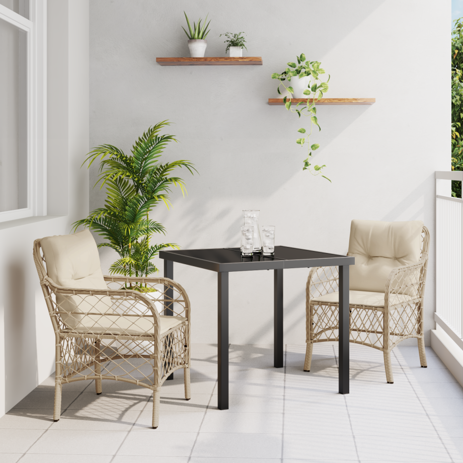 vidaXL 3-delige Tuinset met Kussens in Beige Poly Rattan vidaXL 3-delige Tuinset met Kussens in Beige Poly Rattan afbeelding 1