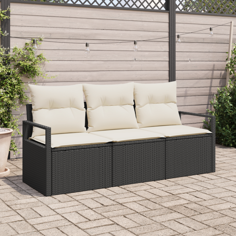vidaXL Bankstel 3 pcs Zwart poly rattan vidaXL Bankstel 3 pcs Zwart poly rattan afbeelding 1