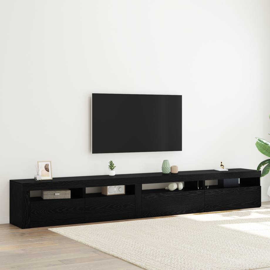 vidaXL 3-delige TV Meubel Set met LED Verlichting Zwart Eiken Gefabriceerd Hout afbeelding 1
