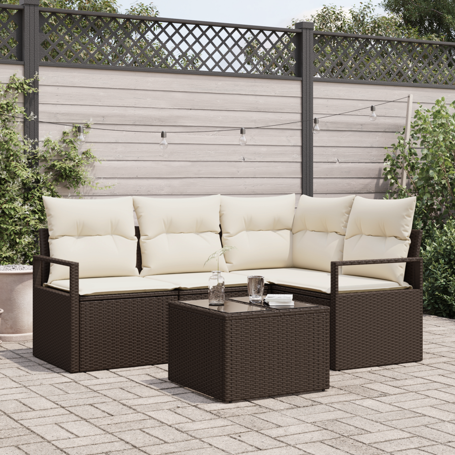 vidaXL Bankstel 5 pcs Bruin poly rattan afbeelding 1