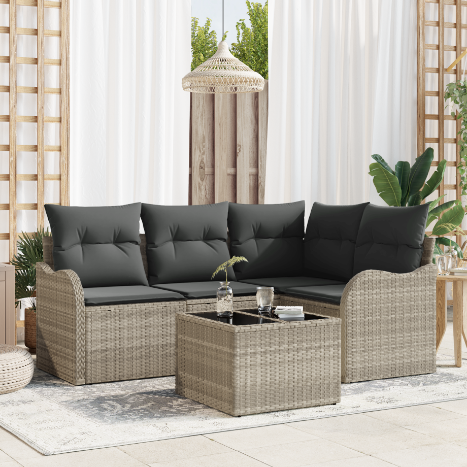 vidaXL Tuin Sofa Set Lichtgrijs poly rattan vidaXL Tuin Sofa Set Lichtgrijs poly rattan afbeelding 1
