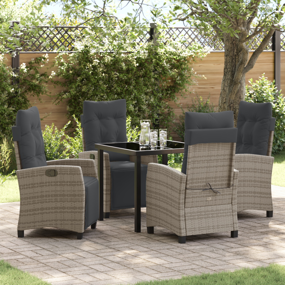 vidaXL 5-delige Tuinset Grijs Poly Rattan afbeelding 1