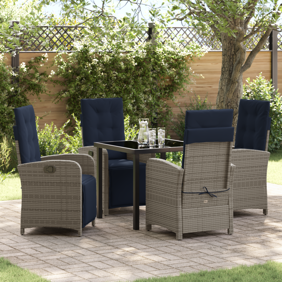 vidaXL 5-delige Tuinset Grijze Poly Rattan vidaXL 5-delige Tuinset Grijze Poly Rattan afbeelding 1