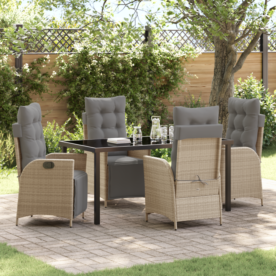 vidaXL 5-delige tuinset met beige poly rattan vidaXL 5-delige tuinset met beige poly rattan afbeelding 1