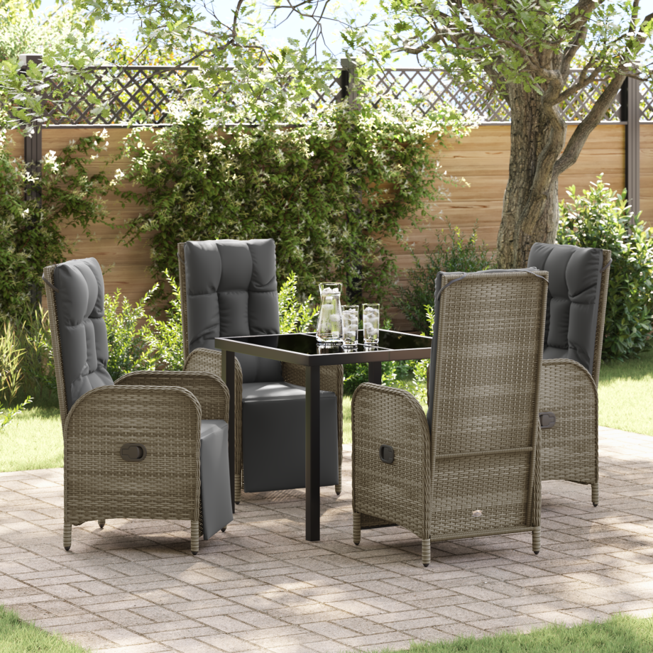 vidaXL 5-delige tuinset met kussens, grijs poly rattan vidaXL 5-delige tuinset met kussens, grijs poly rattan afbeelding 1