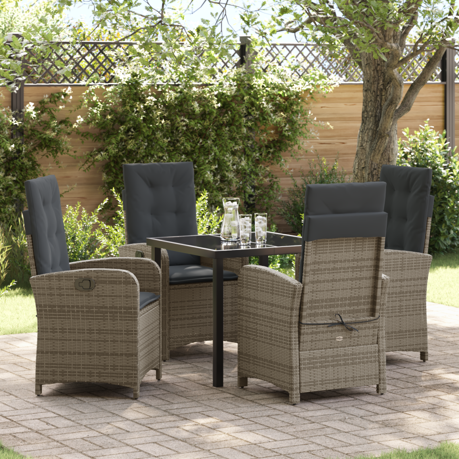 vidaXL 5-delige tuinset met kussens grijs poly rattan vidaXL 5-delige tuinset met kussens grijs poly rattan afbeelding 1