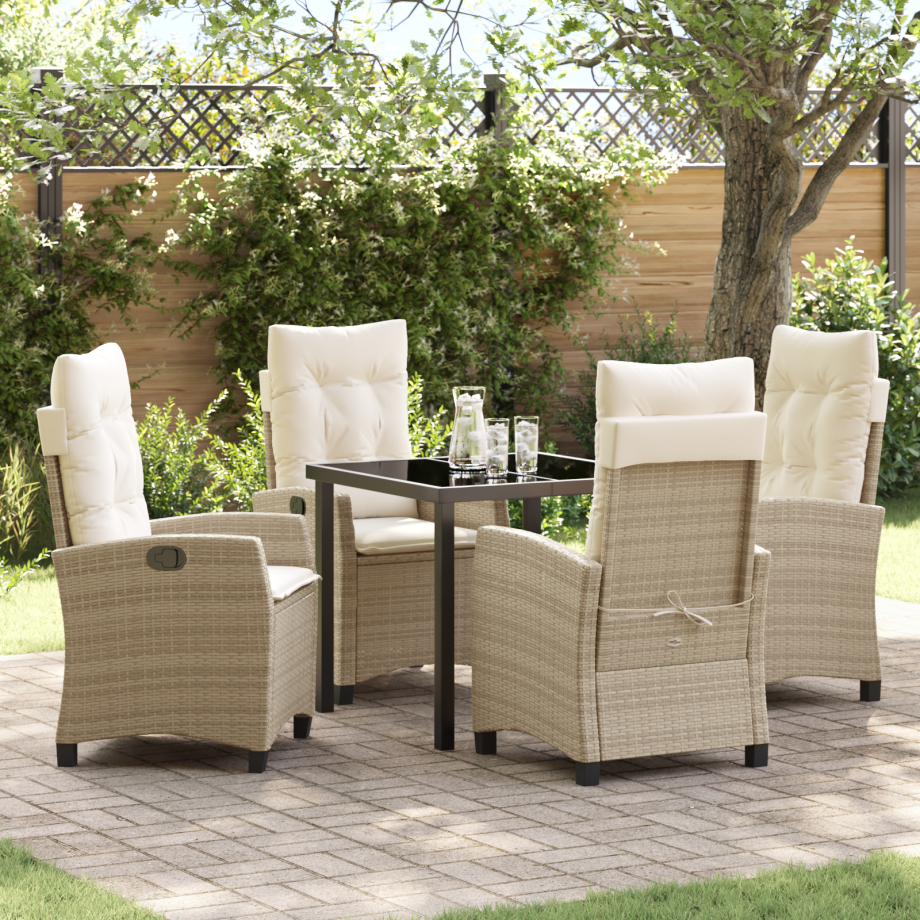 vidaXL 5-delige tuinset met kussens in beige poly rattan vidaXL 5-delige tuinset met kussens in beige poly rattan afbeelding 1