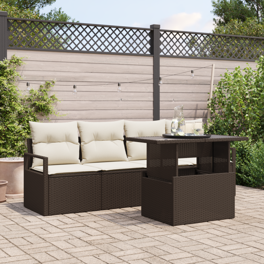 vidaXL Tuin Sofa Set met opslag met kussen 5 pcs Bruin poly rattan vidaXL Tuin Sofa Set met opslag met kussen 5 pcs Bruin poly rattan afbeelding 1