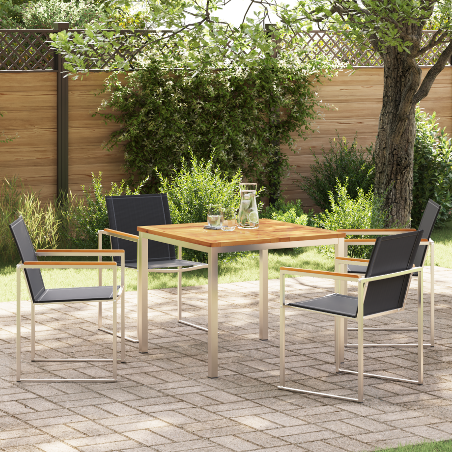 vidaXL Tuin eettafelset 5 pcs Bruin Massief Teakhout afbeelding 1
