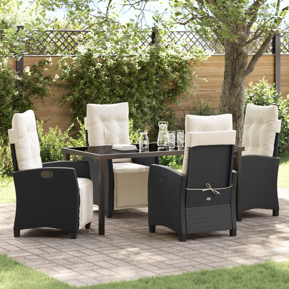 vidaXL 5-delige tuinset zwart poly rattan afbeelding 1