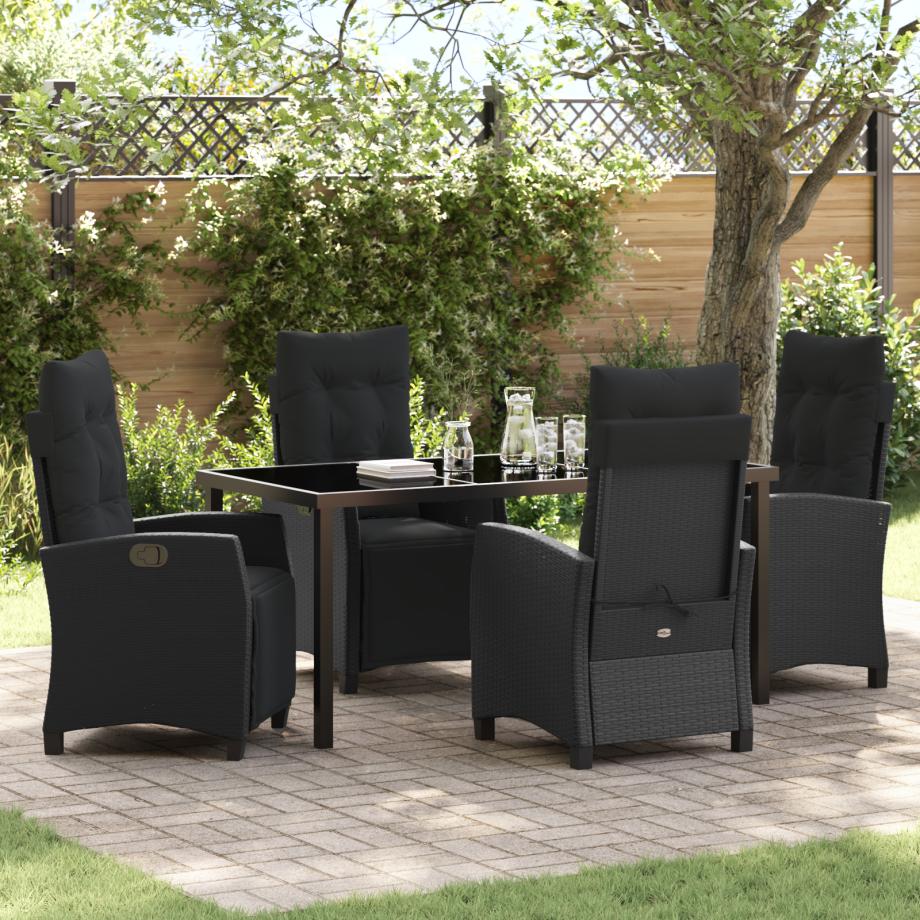 vidaXL 5-delige tuinset zwart poly rattan afbeelding 1