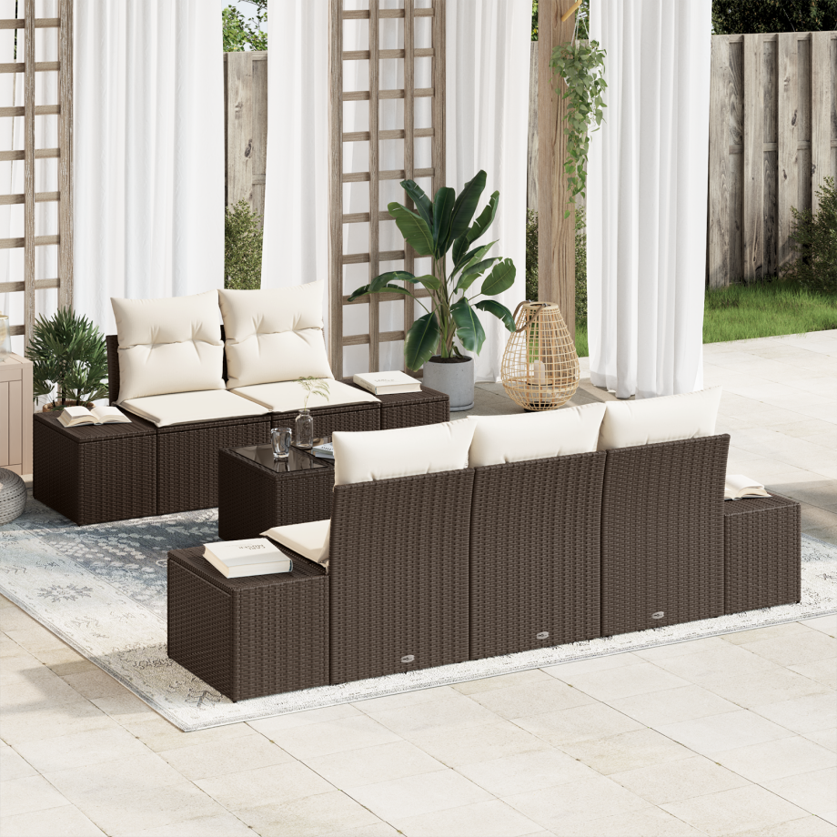vidaXL Tuin Sofa Set met kussen Bruin poly rattan afbeelding 1