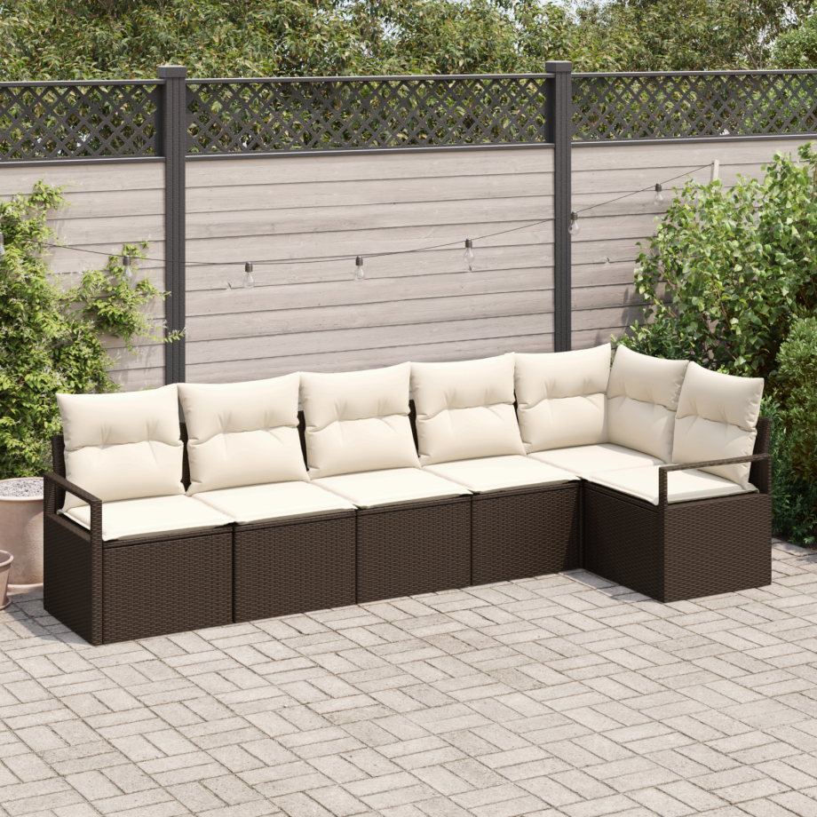 vidaXL Bankstel 6 pcs Bruin poly rattan afbeelding 1