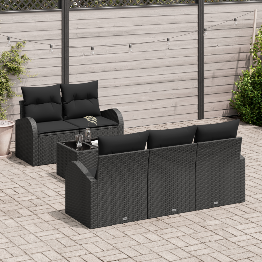 vidaXL Tuin Sofa Set met opslag met kussen 6 pcs Zwart poly rattan vidaXL Tuin Sofa Set met opslag met kussen 6 pcs Zwart poly rattan afbeelding 1