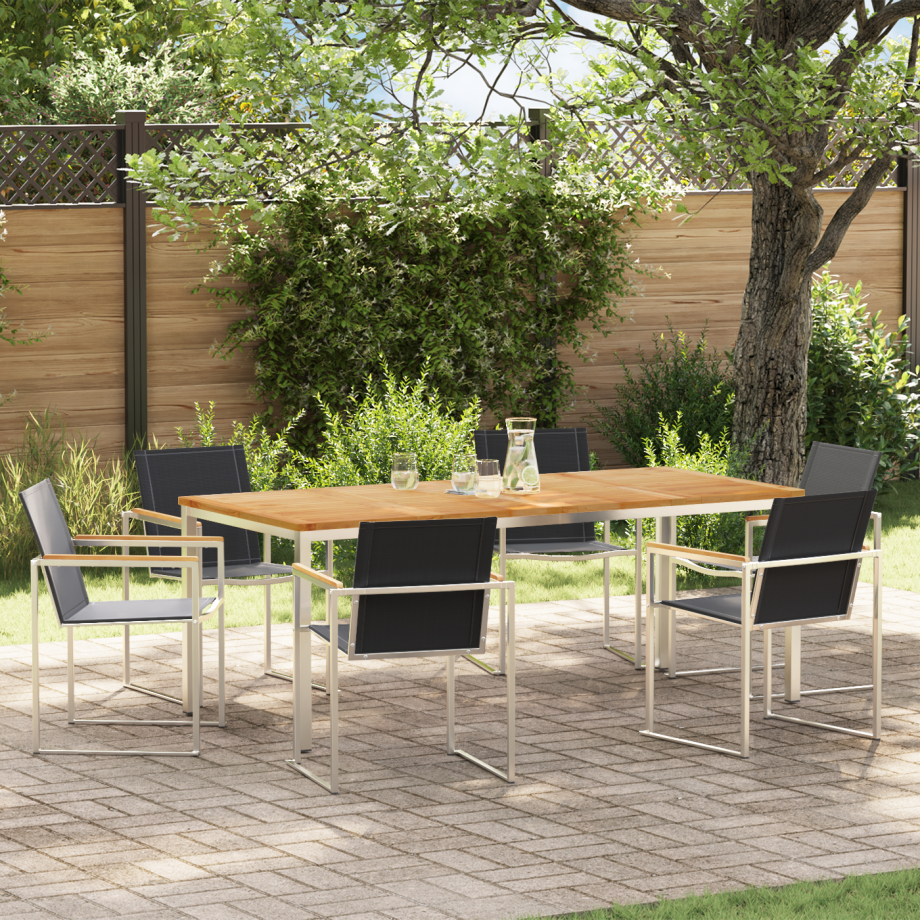 vidaXL 7-delige Eettafelset voor in de Tuin van Massief Teakhout afbeelding 1