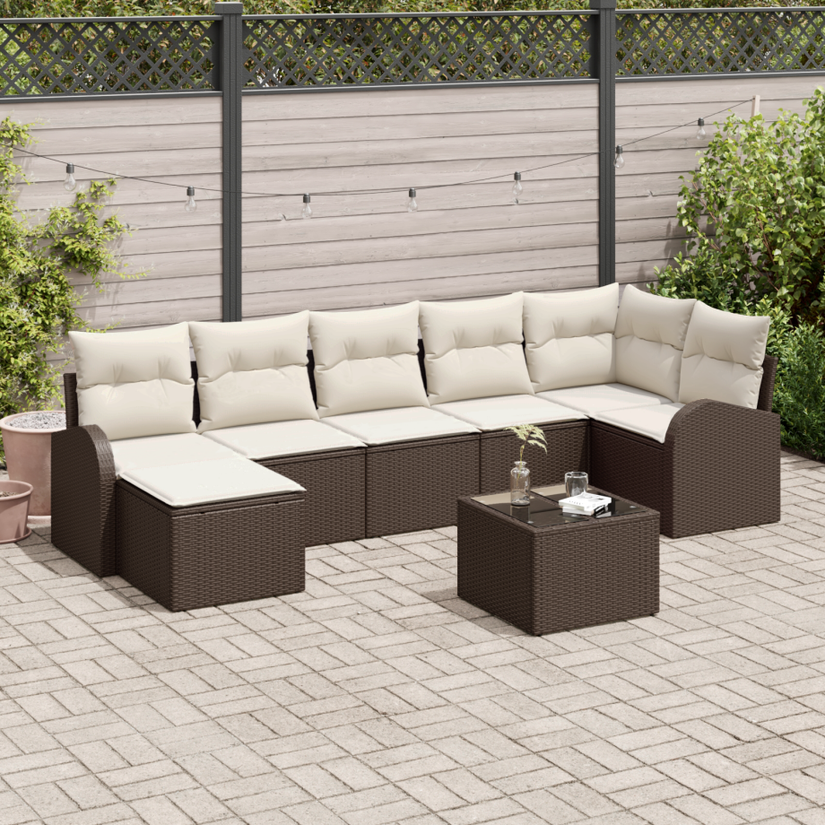 vidaXL Bankstel met kussen met opslag 8 pcs Bruin poly rattan vidaXL Bankstel met kussen met opslag 8 pcs Bruin poly rattan afbeelding 1