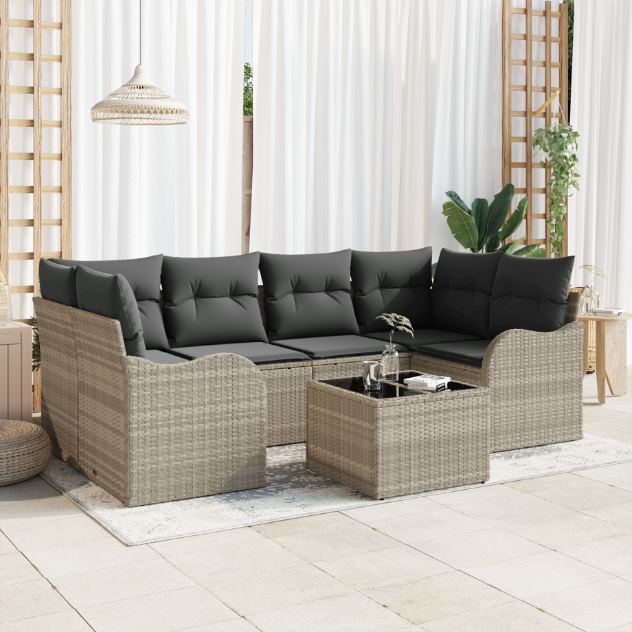 vidaXL Tuin Sofa Set Lichtgrijs 55 x 55 x 37 cm poly rattan afbeelding 1