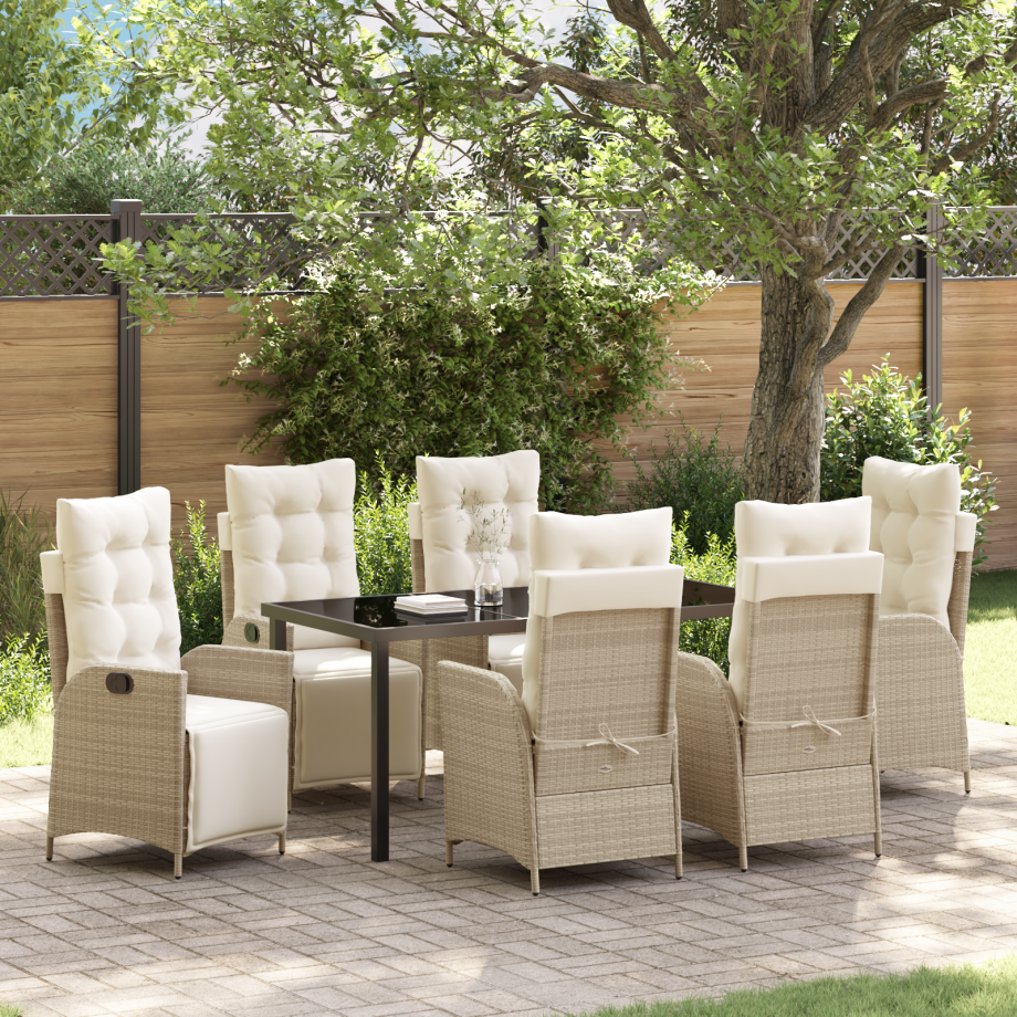 vidaXL 7-delige tuinset Beige Poly Rattan vidaXL 7-delige tuinset Beige Poly Rattan afbeelding 1