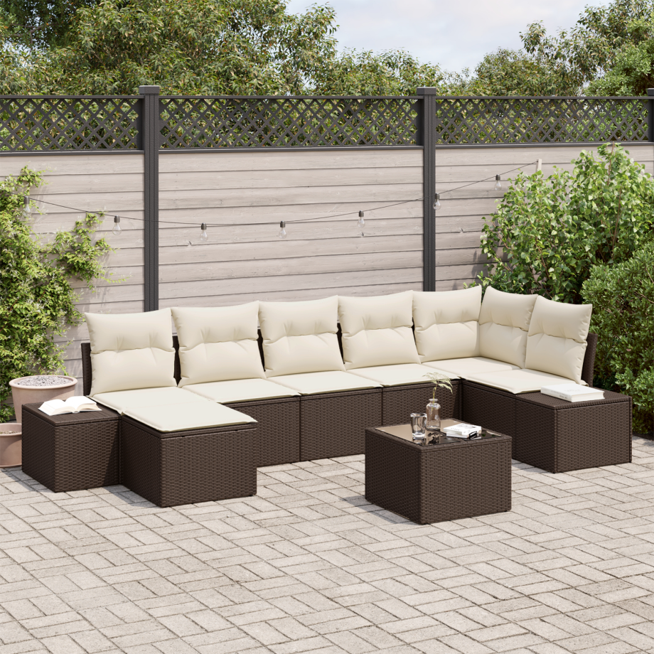 vidaXL 7-delige tuinset met kussens Grijs Poly Rattan vidaXL 7-delige tuinset met kussens Grijs Poly Rattan afbeelding 1