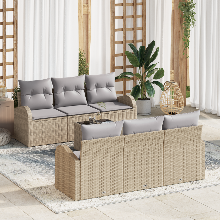 vidaXL Tuin Sofa Set Beige 55 x 55 x 37 cm poly rattan vidaXL Tuin Sofa Set Beige 55 x 55 x 37 cm poly rattan afbeelding 1