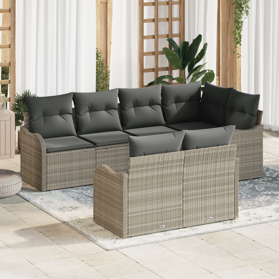 vidaXL Tuin Sofa Set Lichtgrijs poly rattan afbeelding 1
