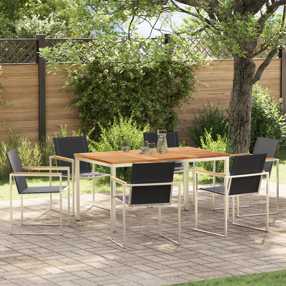 vidaXL Tuin eettafelset 7 pcs Bruin Massief Teakhout vidaXL Tuin eettafelset 7 pcs Bruin Massief Teakhout afbeelding 1