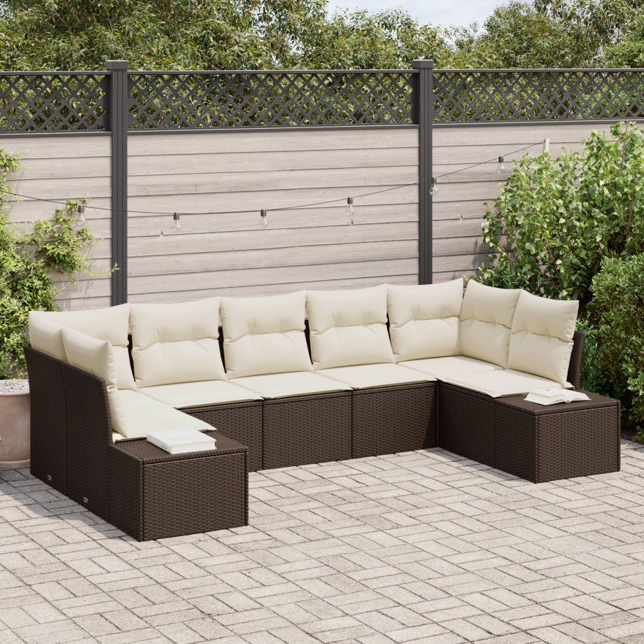 vidaXL 7-delige tuinsofa set met kussens - Bruin Poly Rattan vidaXL 7-delige tuinsofa set met kussens - Bruin Poly Rattan afbeelding 1